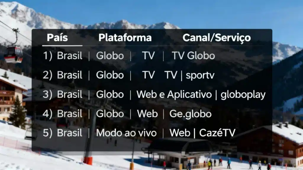 Programação de onde assistir às Olimpíadas Milano-Cortina. Aguardando confirmação.