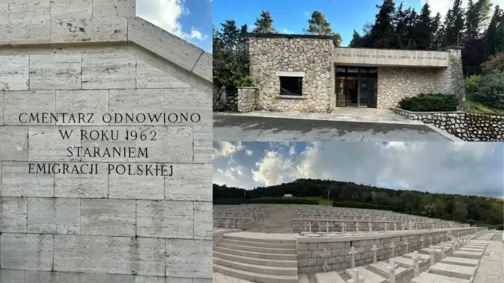 Cemitério Militar Polonês de Monte Cassino. Local que abriga os restos mortais de 1.052 soldados do 2º Corpo Polonês.