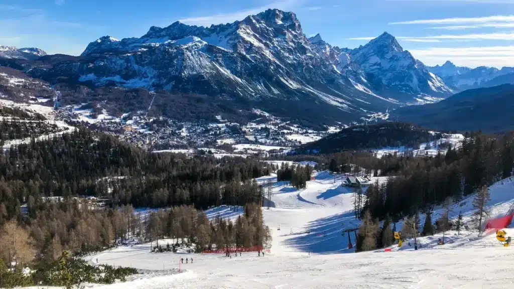 Estação de Esqui em Cortina d’Ampezzo nas Dolomitas