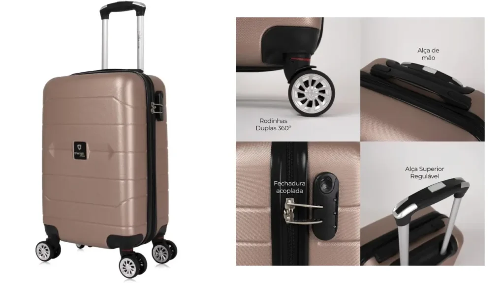 Mala de viagem bordo pequena 10kg Tokio Swiss Move Rosê