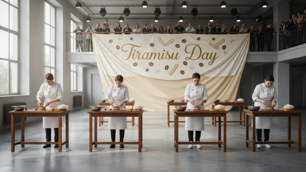 Imagem ilustrativa do Tiramisu Day. Quatro mulheres na disputa para ver quem faz o melhor Tiramisu.