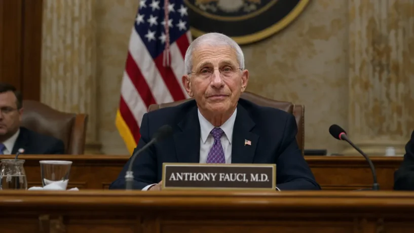 Anthony Fauci prestes de depor no Senado americano em audiência sobre a Covid-19, em julho de 2026